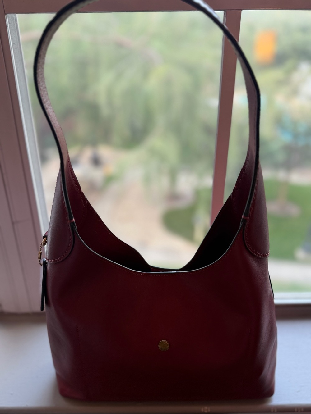 Coach Brooklyn 28 Shoulder Bag Like New Dark Ruby Brass Leather - Picture 9 of 10